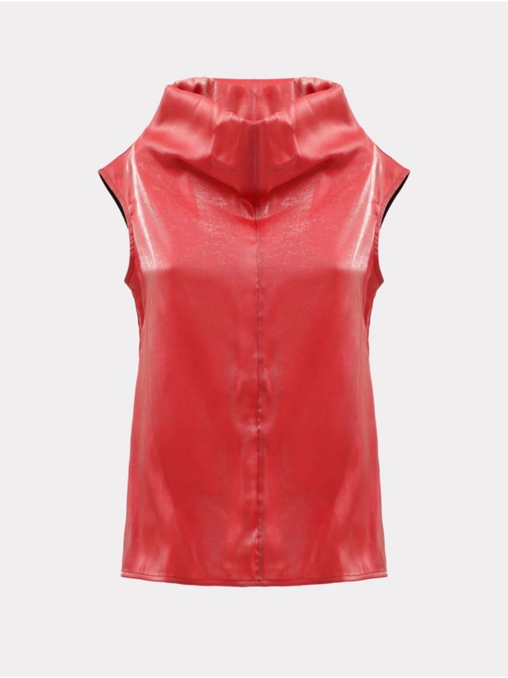 NWT Satin High-Neck Organza Sleeveless Camisole - Red